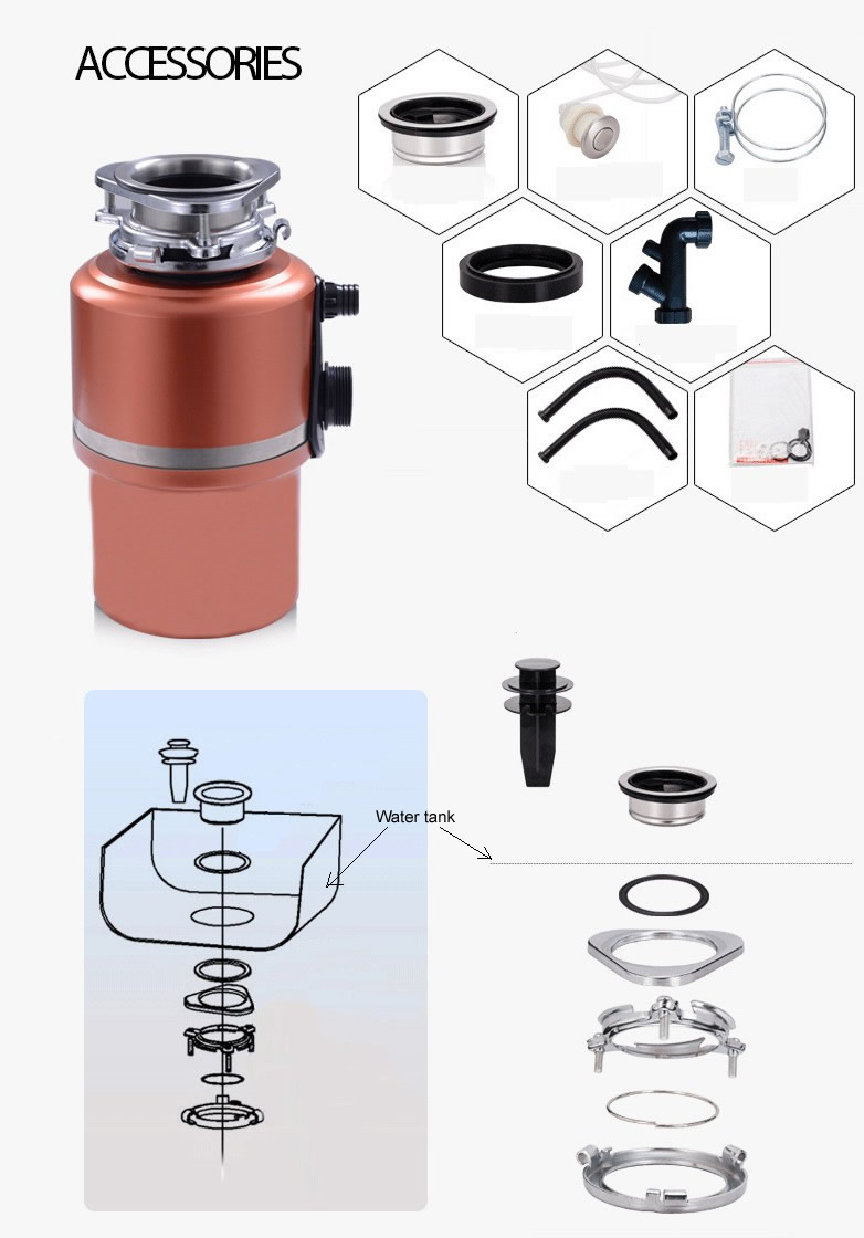 AC motor 450W kitchen food garbage disposal crusher food waste disposers Stainless steel Grinder material kitchen appliances - Image 5