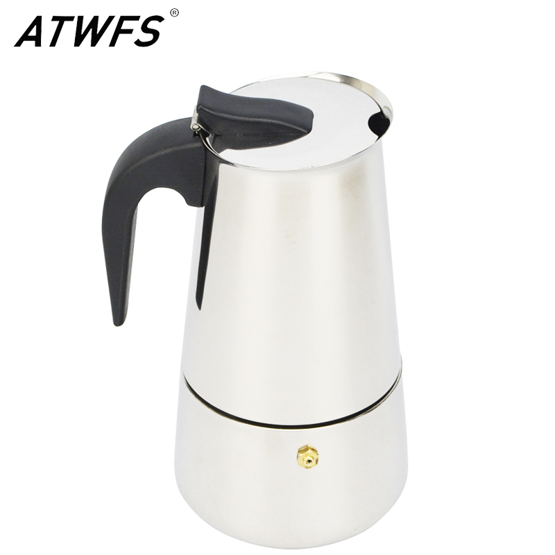 ATWFS High Quality 2/4/6/9 Cups Stainless Steel Coffee Maker Moka Pot Espresso Cups Latte Percolator Stove Top Espresso Pot