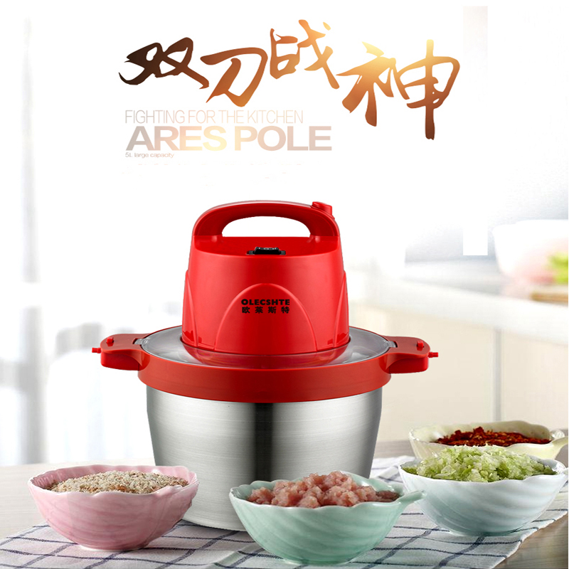 Commercial household electric meat grinder large capacity 5L stainless steel crushed garlic pepper ginger slice cuisine OL-510 - Image 3