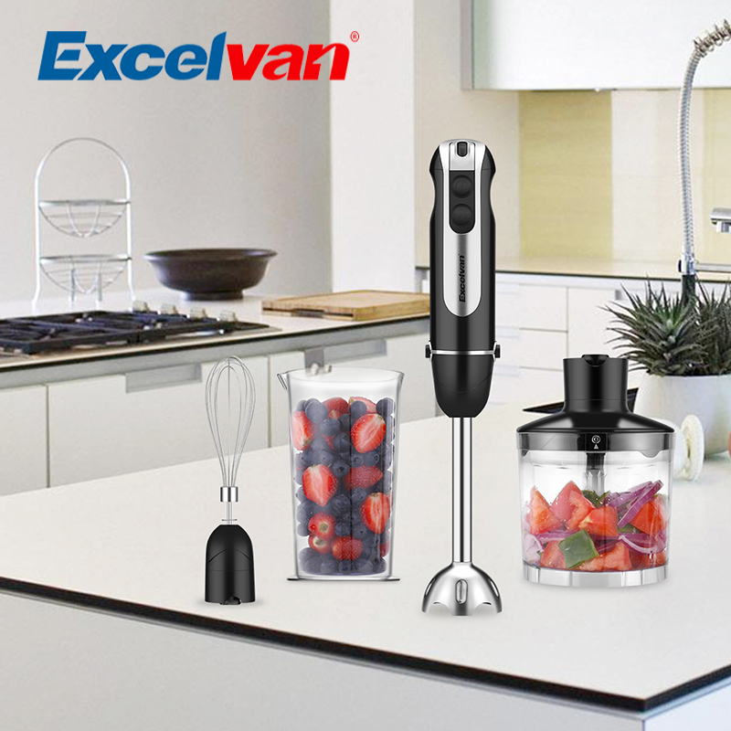 Excelvan 3306 Hand Blender Powerful 3-in-1 600W  with 500ml Chopper 600ml Beaker and Whisk Attachments