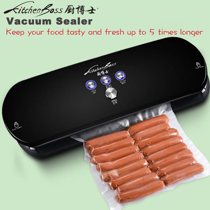 KitchenBoss Free Shipping 100-240VAC Household Vacuum Sealer Automatic Vacuum Sealing System Keeps Fresh up to 6x Longer 2016