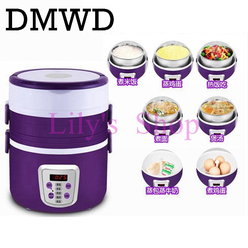 Multifunction electric Rice Cooker smart Appointment 3 Layers mini stainless steel heating cook lunch box Container Steamer 220V