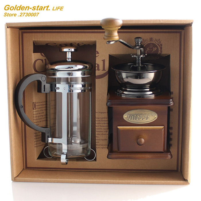 New arrival household Manual Coffee equipment coffee grinder + coffee pot  Coffee Grinder Machine free shipping