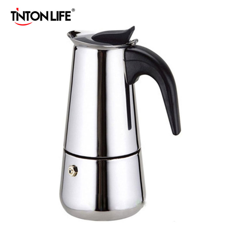 TINTON LIFE Hot Sale 2/4/6/9 Cups Stainless Steel Moka Espre sso Latte Percolator Stove Top Coffee Maker Pot