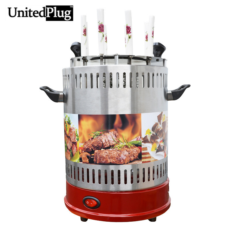 UnitedPlug electric grill 8 skewers Vertical kebab grill smokeless rotisserie stainless steel electric shawarma machine BBQ-01